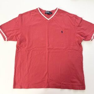 Vintage Polo by Ralph Lauren Men's Salmon‎ V-Neck Shirt Size L 100% Cotton